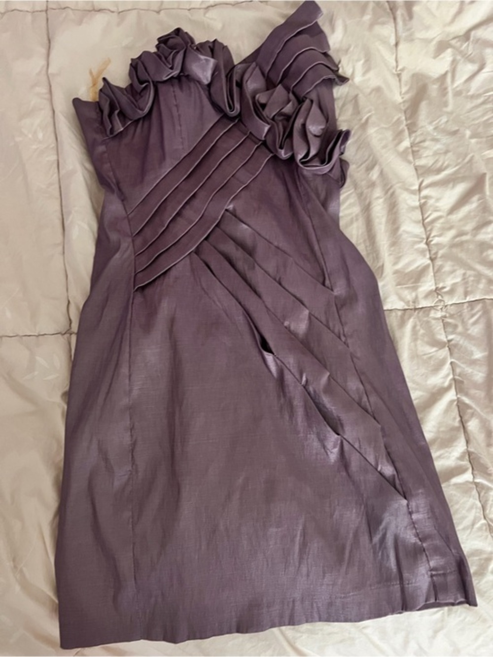 Romeo & Juliet Couture Strapless Lavender-Purple Ruffle Cocktail Dress